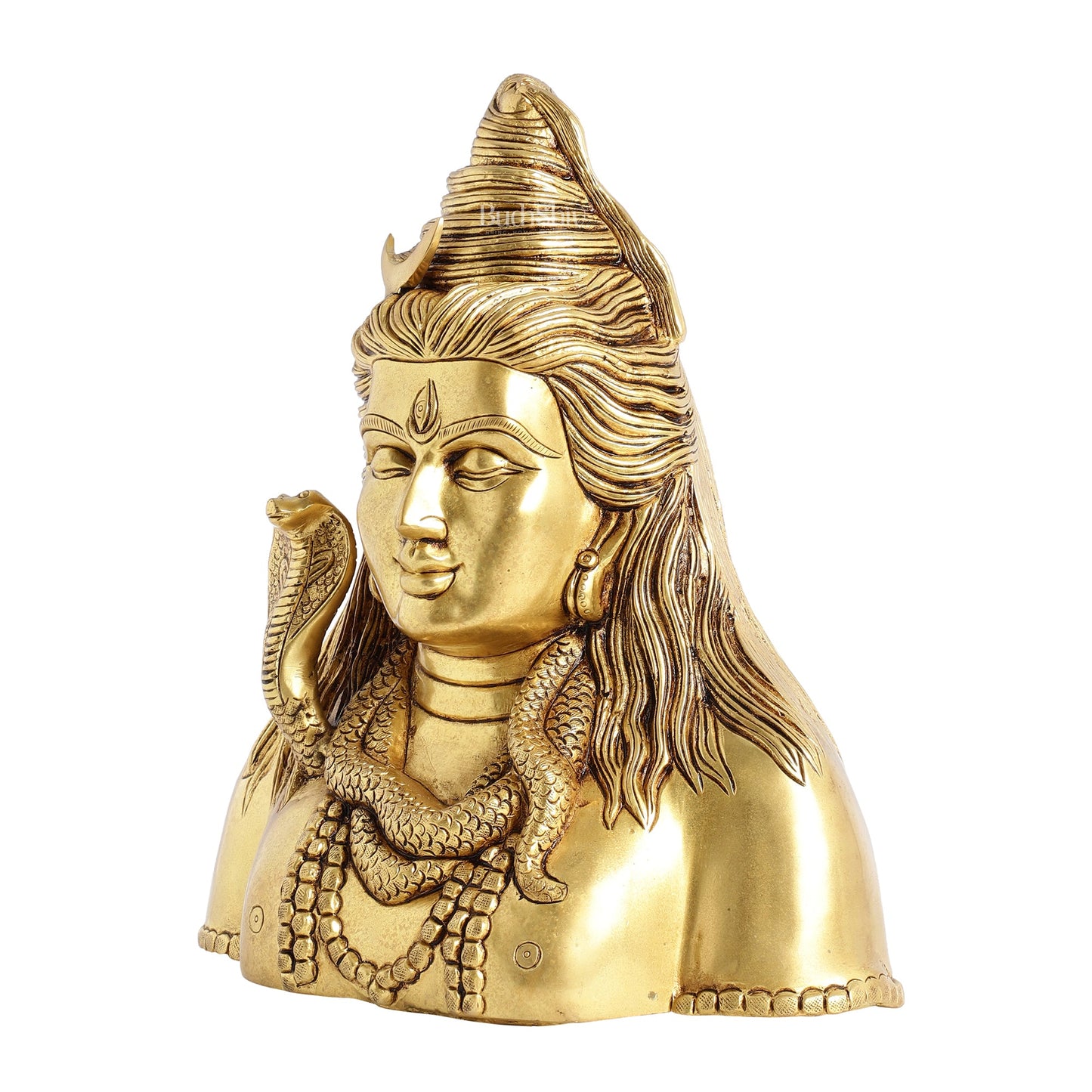 Handcrafted Lord Shiva Bust Statue - Superfine Brass 12" - Budhshiv.com