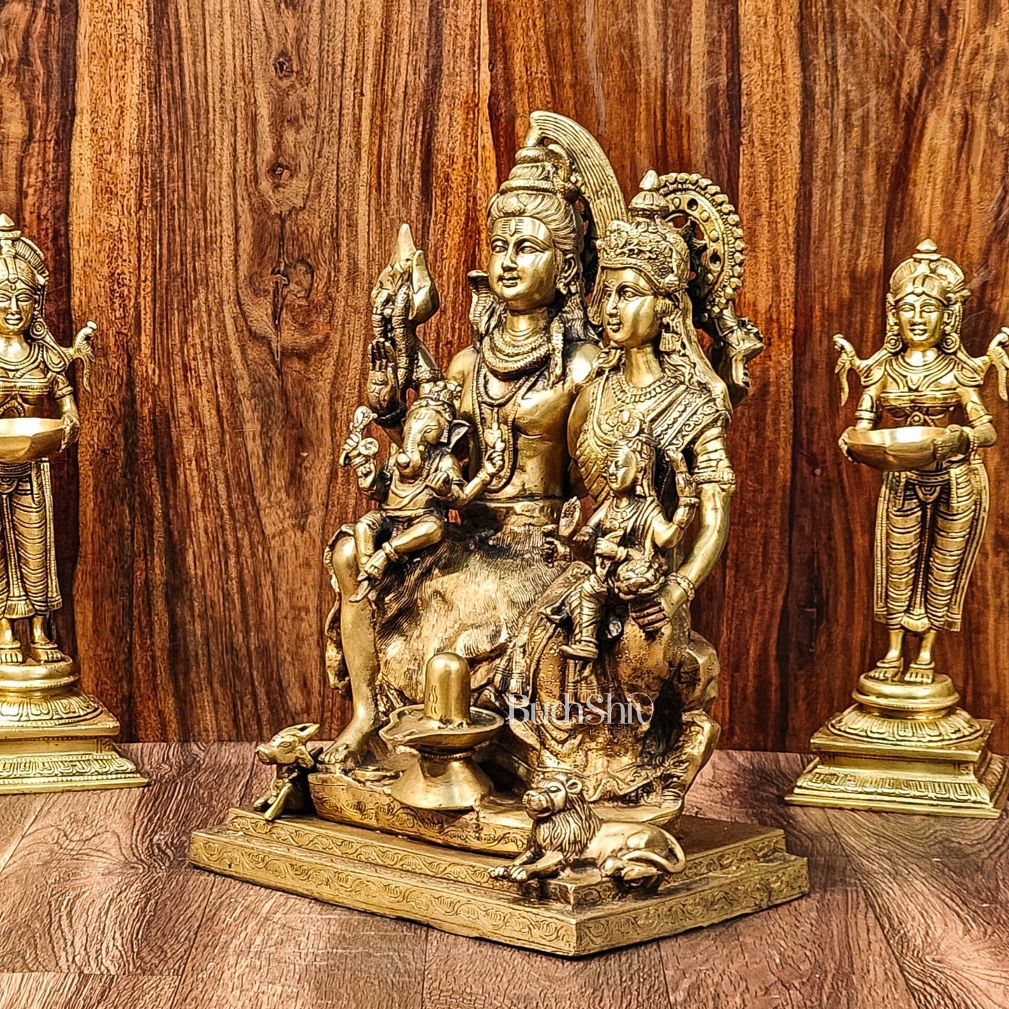 Handcrafted Lord Shiva Family Statue - Superfine Brass | 18" Height - Budhshiv.com