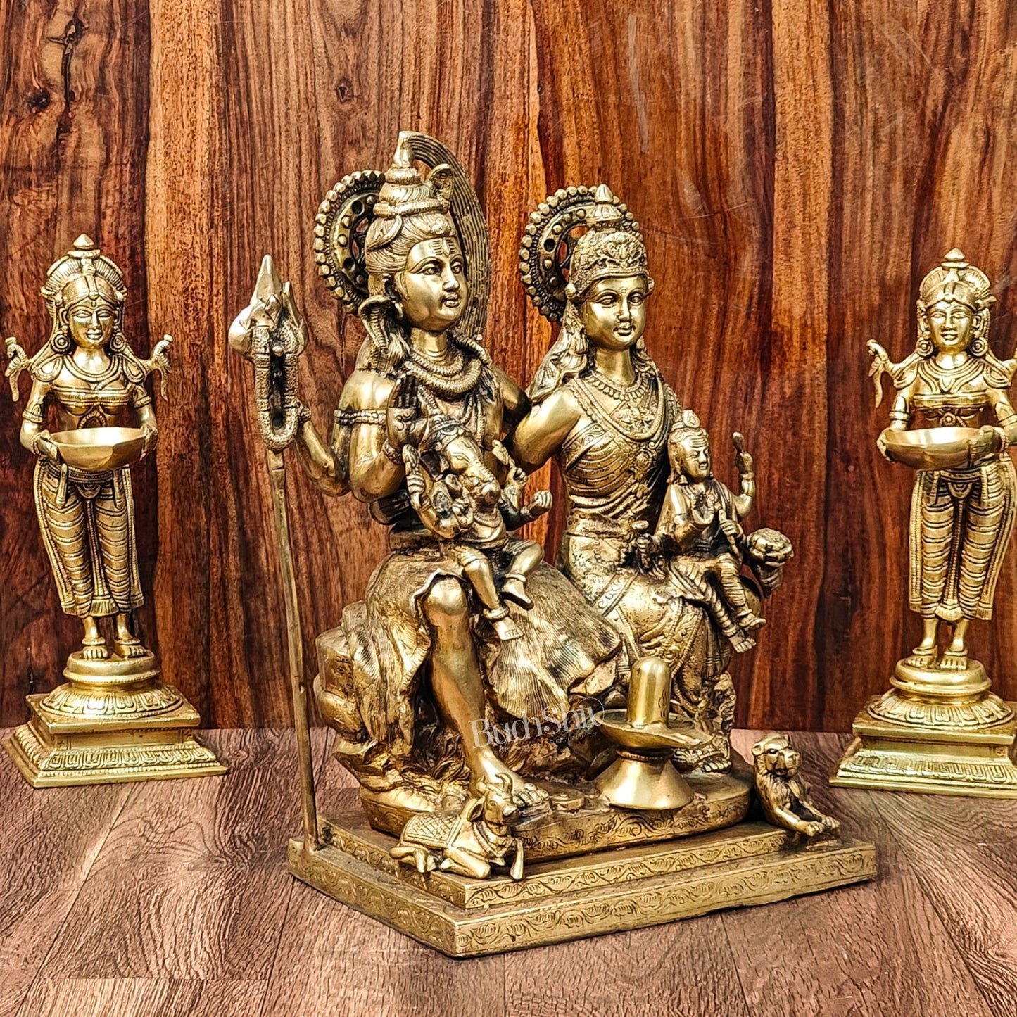 Handcrafted Lord Shiva Family Statue - Superfine Brass | 18" Height - Budhshiv.com