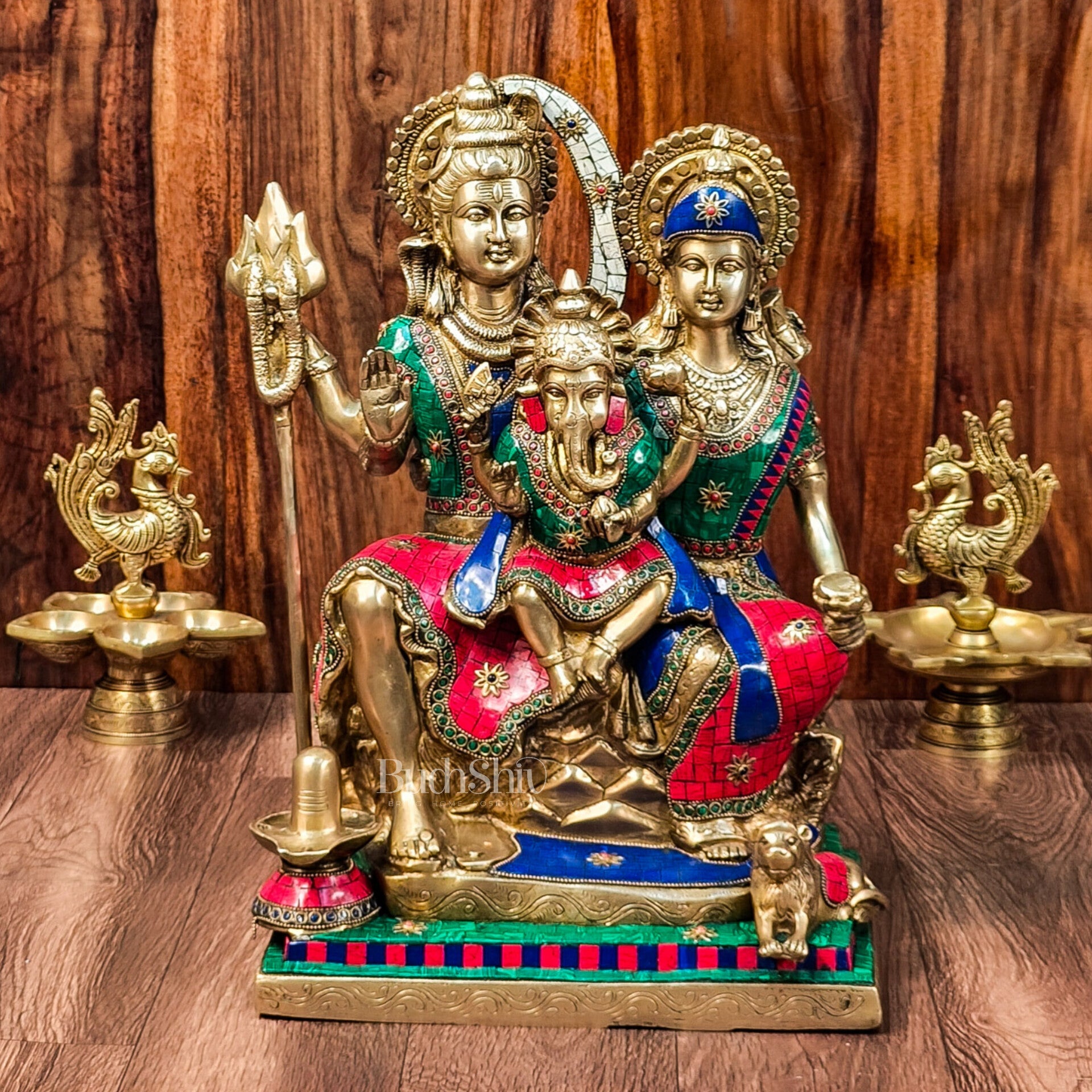 Handcrafted Lord Shiva Family Statue - Superfine Brass | 18" Height ...