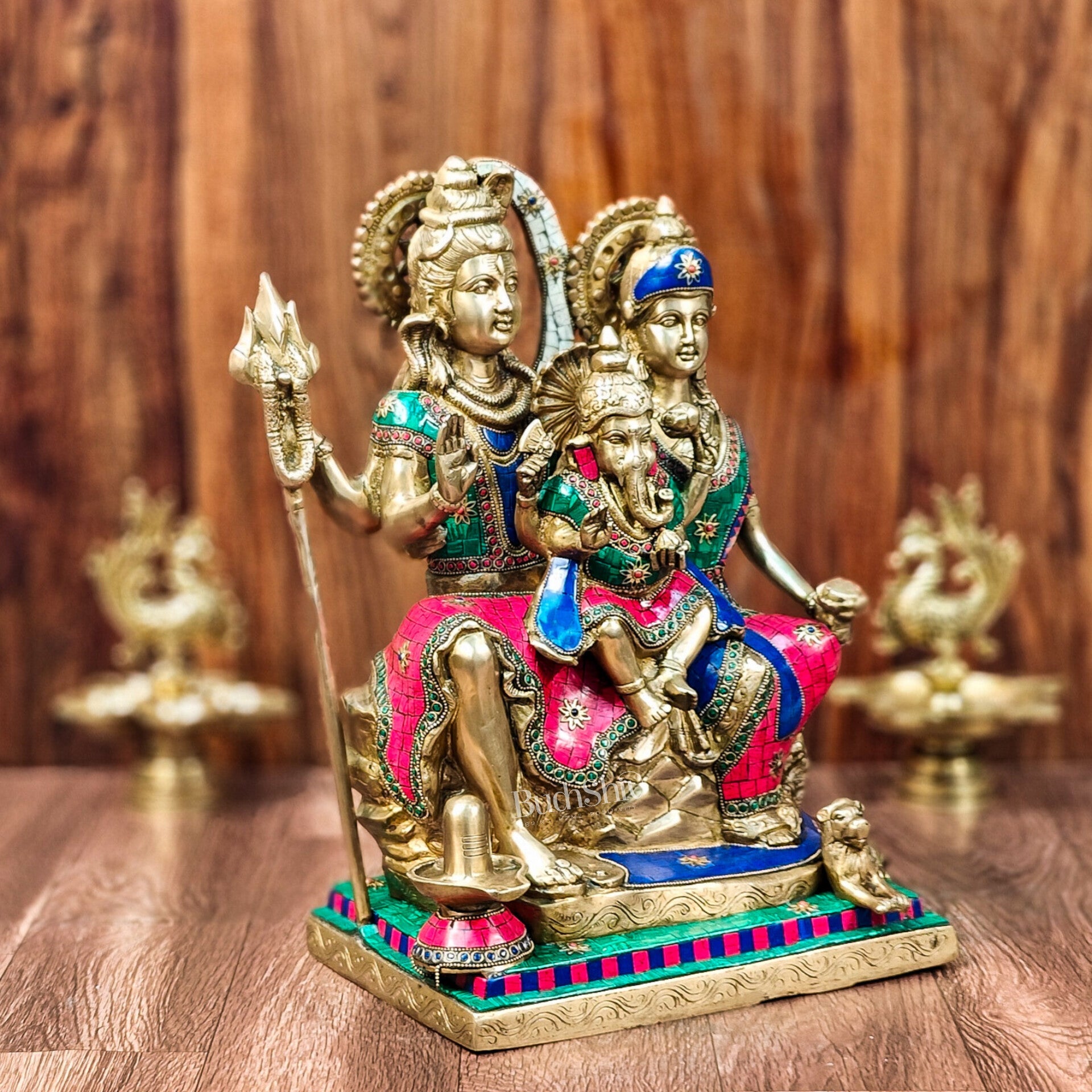 Handcrafted Lord Shiva Family Statue - Superfine Brass | 18" Height - Budhshiv.com