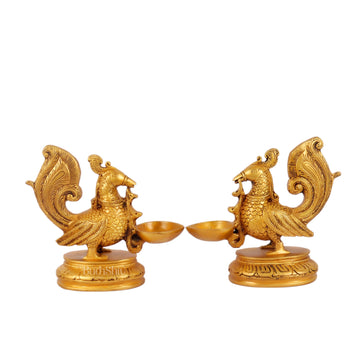 Handcrafted Pair of Brass Annam Diyas | Height 8.5 inches " - Budhshiv.com