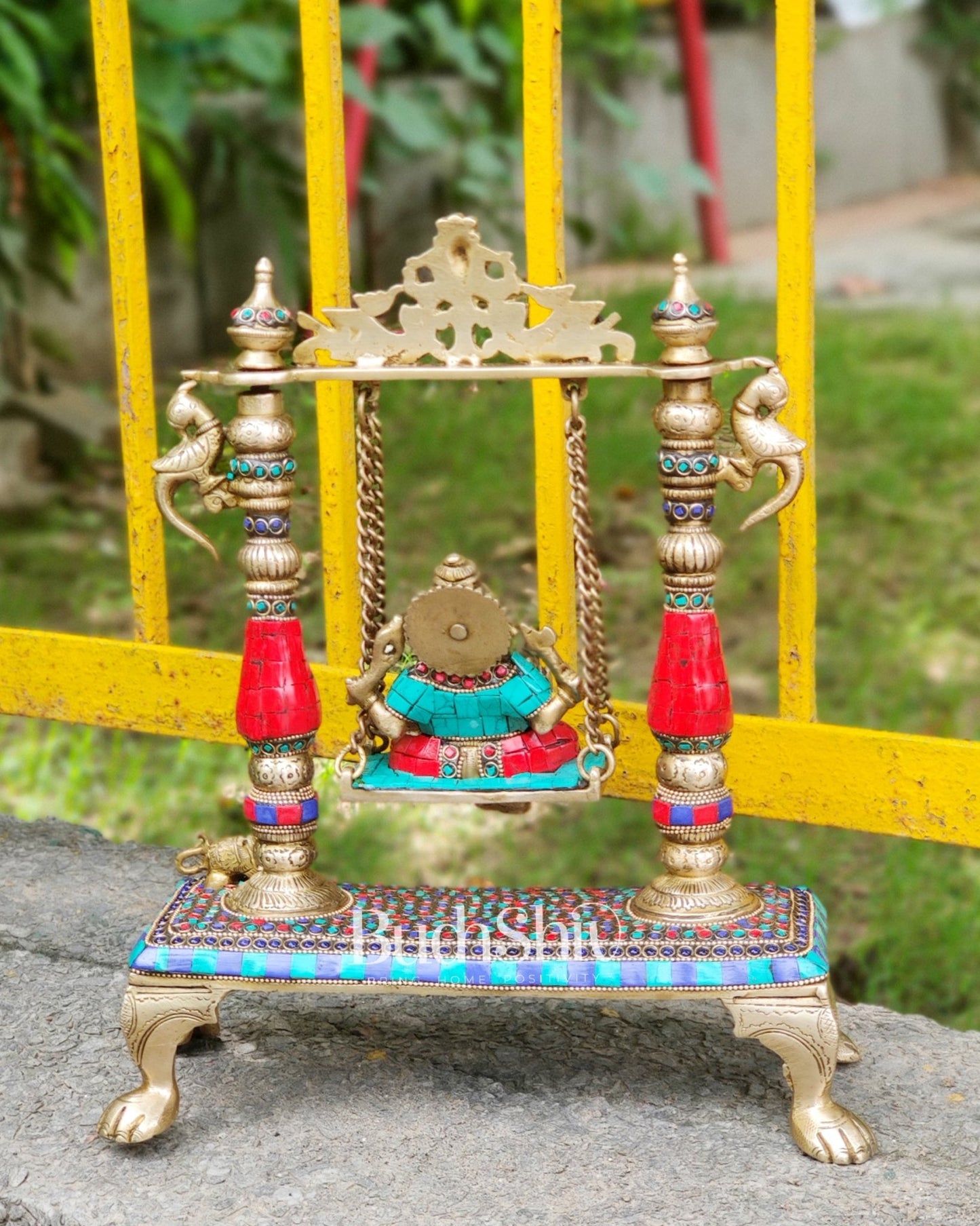 Handcrafted Pure Brass Ganesha Swing - 13.5 inches - Budhshiv.com