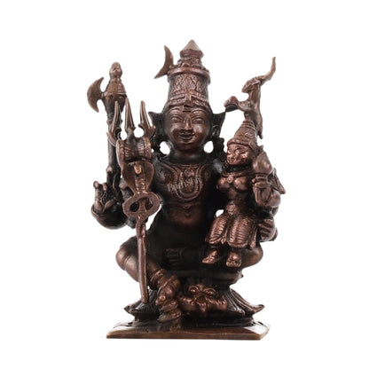 Handcrafted Pure Copper Lord Shiva and Goddess Parvati Idol | Height 3 inch | BudhShiv Brass Handicrafts - Budhshiv.com