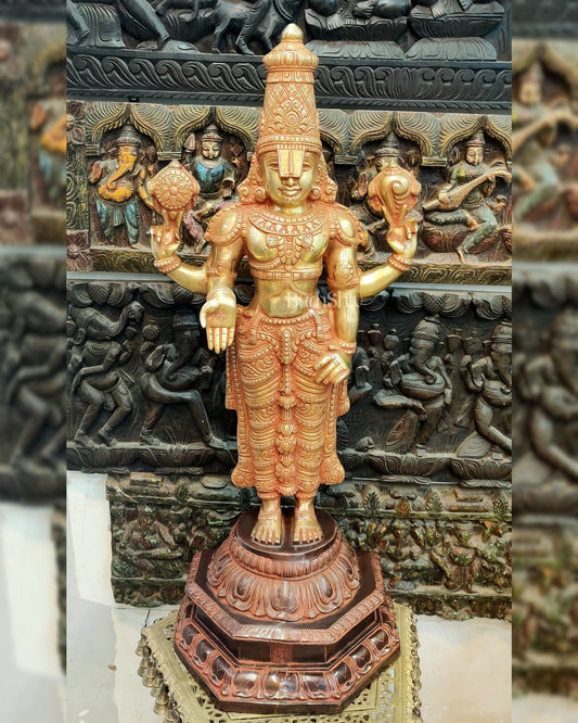 Handcrafted Superfine Brass Full Body Tirupati Balaji Idol 40 inch - Budhshiv.com