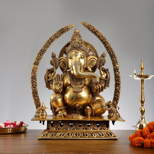 Handcrafted Superfine Brass Ganapathi Statue 22 inch - Budhshiv.com