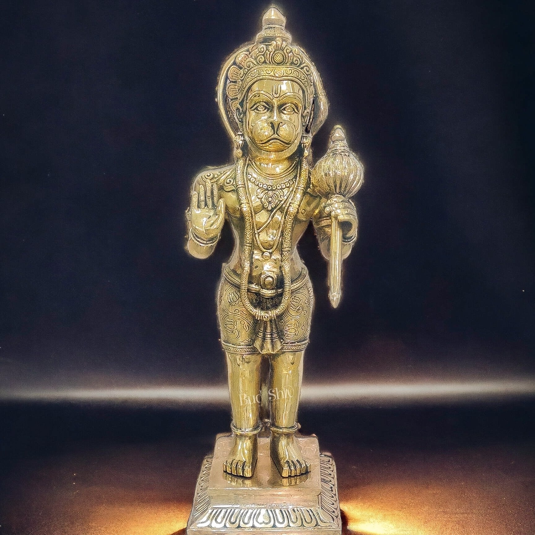 Handcrafted Superfine Brass Lord Hanuman Statue | Standing in Aashirwaad Mudra | 23" Height - Budhshiv.com