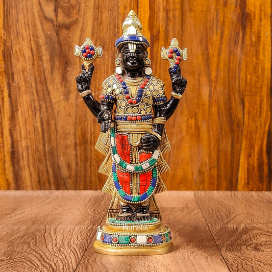 Handcrafted Superfine Brass Lord Venkateshwara Tirupati Balaji Idol 9 inch - Budhshiv.com