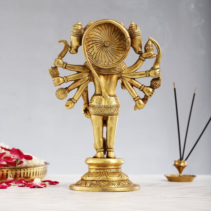 Handcrafted Superfine Brass Standing Panchmukhi Hanuman Idol 12 inch - Budhshiv.com