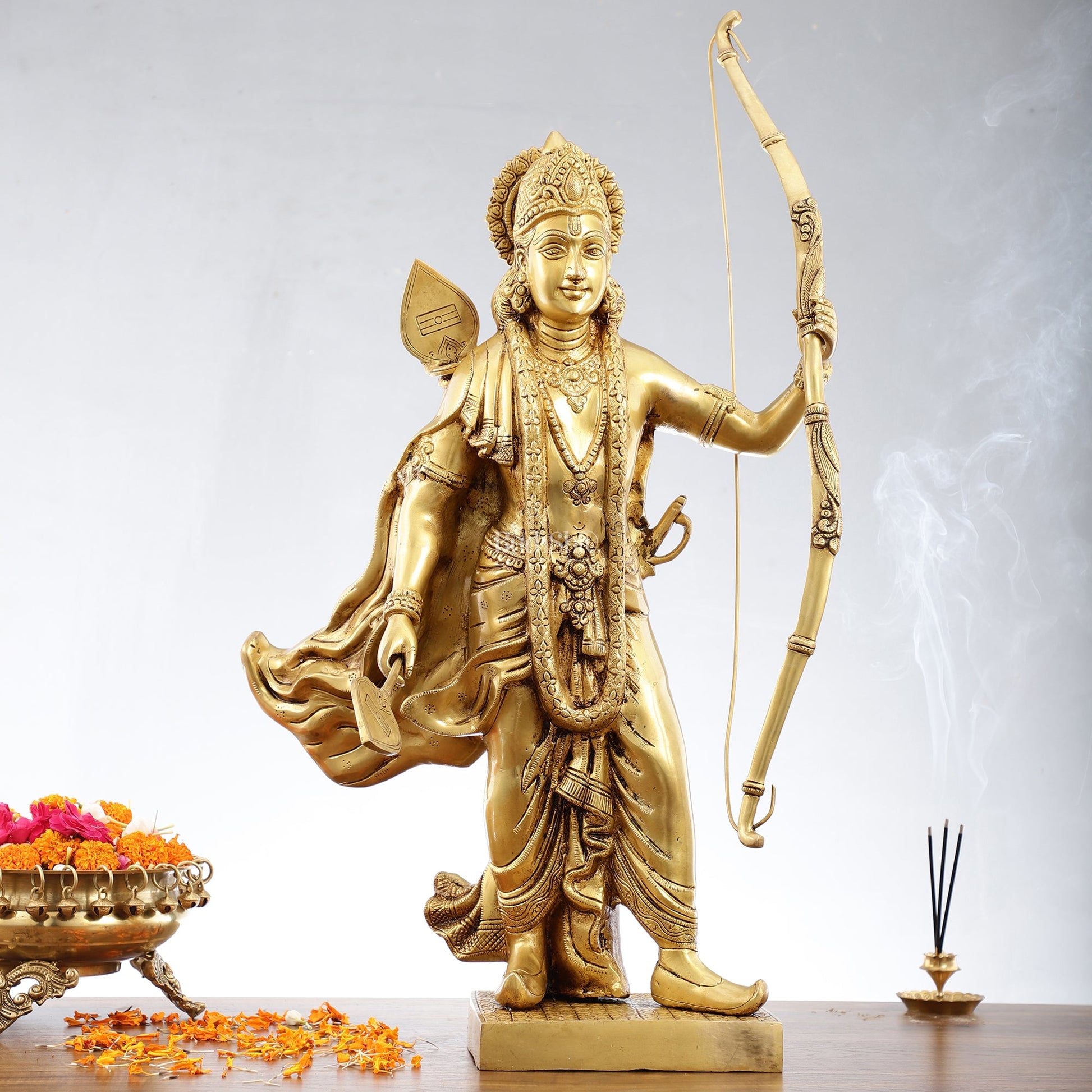 Handcrafted Superfine Brass Statue - Lord Shri Ram Chandra | 26 inch - Budhshiv.com