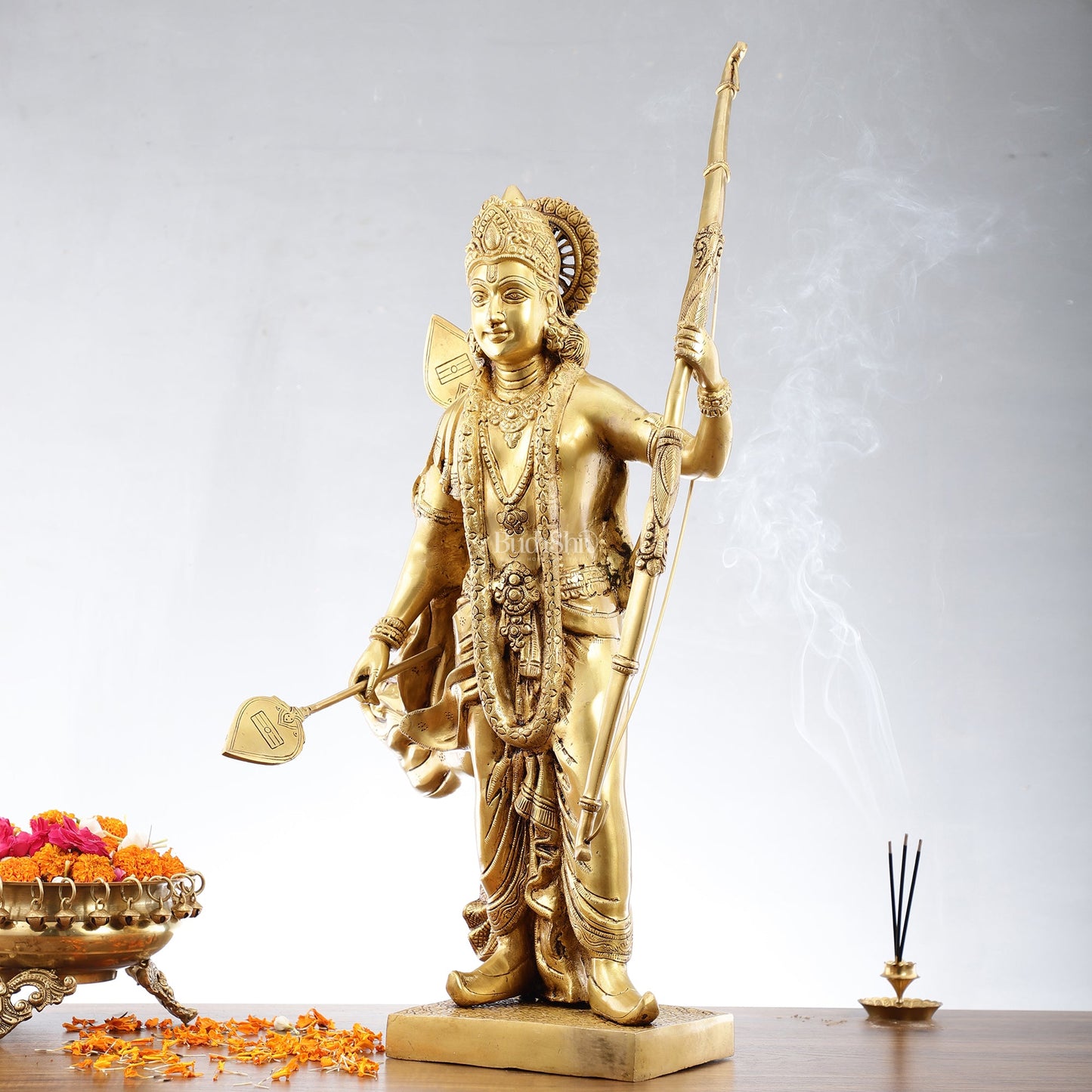 Handcrafted Superfine Brass Statue - Lord Shri Ram Chandra | 26 inch - Budhshiv.com