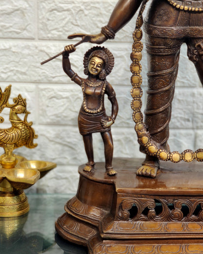 Handcrafted Three-Headed Lord Vishnu Statue | Unique Representation of Para-Vasudevan | Antique Bronze Finish - Budhshiv.com