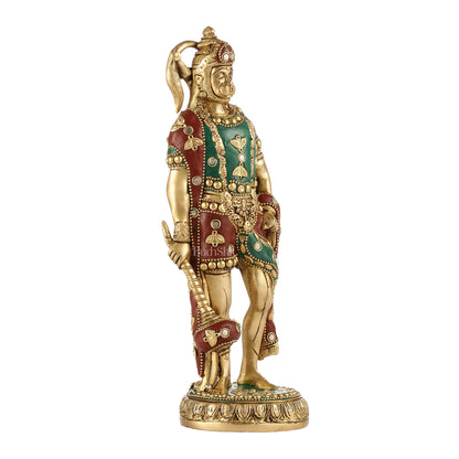 Handmade Brass Lord Hanuman Statue | 10" Height | stonework - Budhshiv.com