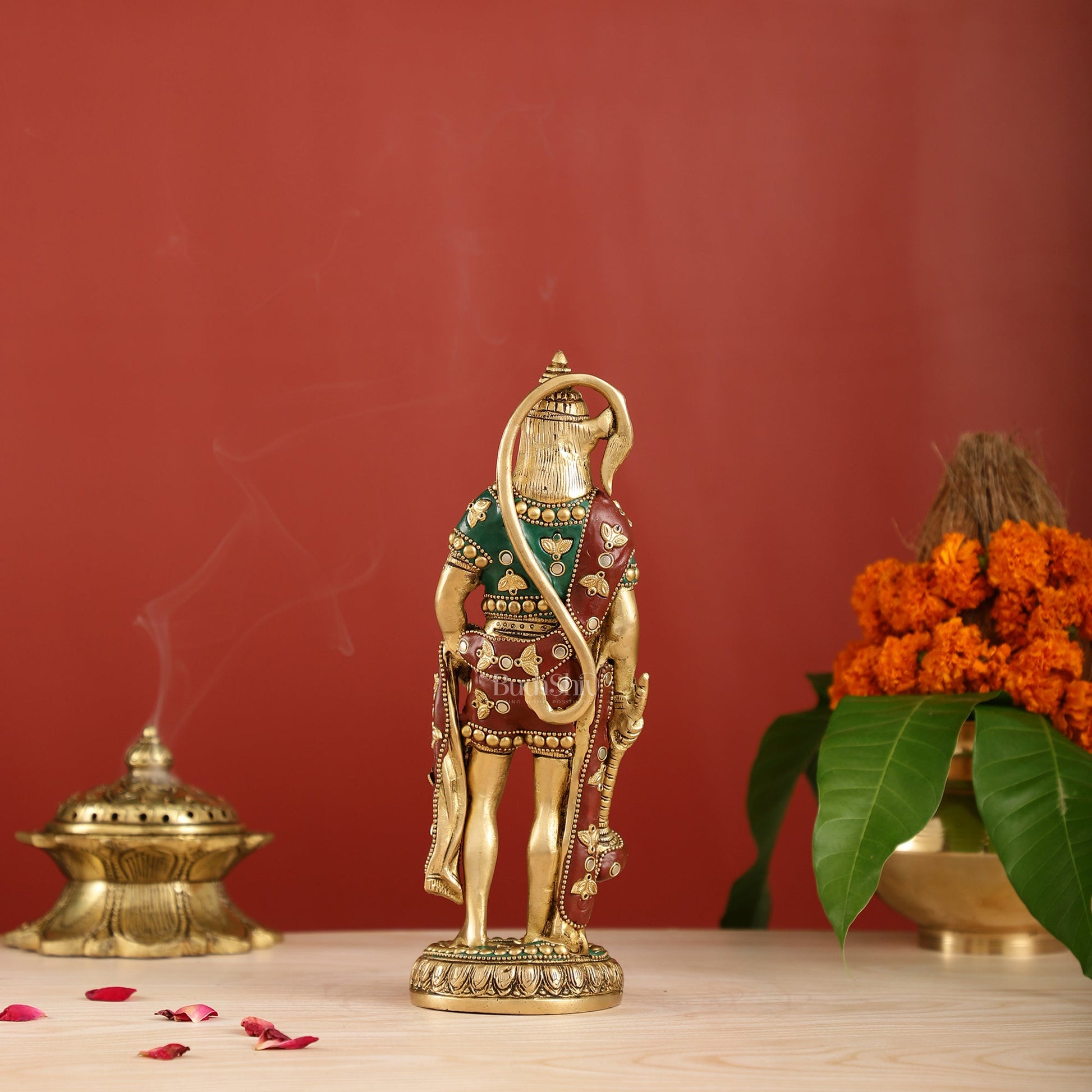 Handmade Brass Lord Hanuman Statue | 10" Height | stonework - Budhshiv.com