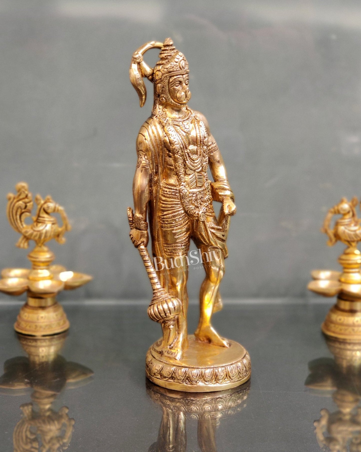 Handmade Brass Lord Hanuman Statue | 10" Height - Budhshiv.com
