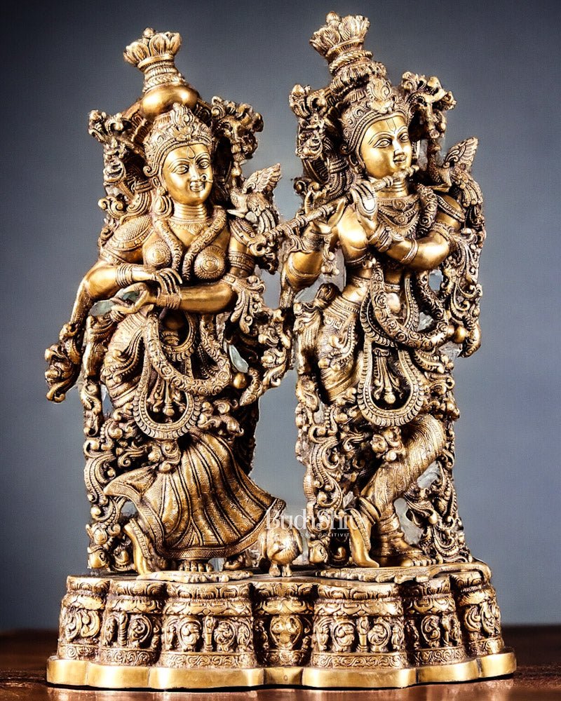 Handmade Brass Radha krishna Idol together 28 inch - Budhshiv.com