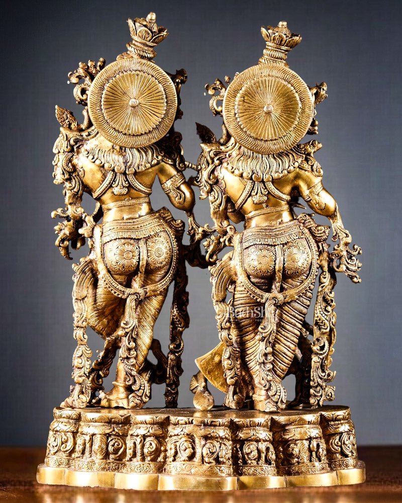 Handmade Brass Radha krishna Idol together 28 inch - Budhshiv.com