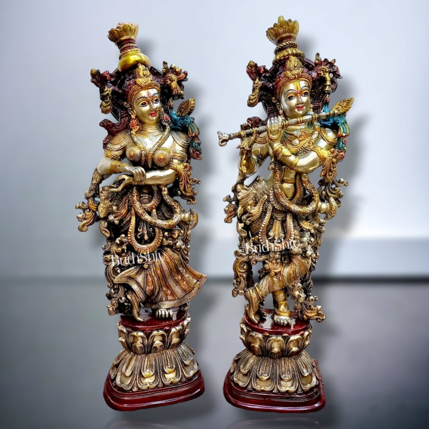 Handmade Radha krishna Idol - Exquisitely Hand-Painted - Budhshiv.com