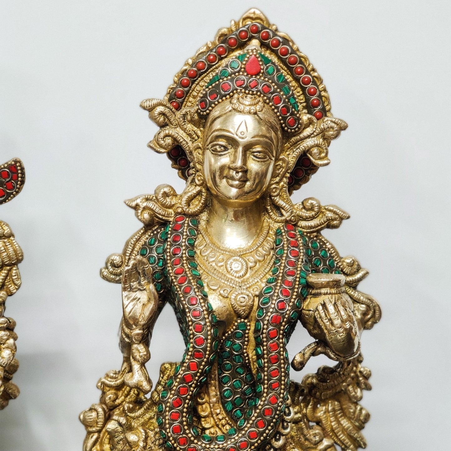 Handmade Radhakrishna Idol with Meenakari Stonework 18 inch - Budhshiv.com
