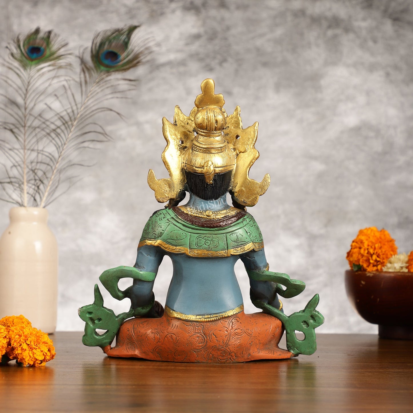 Handpainted Brass Kuber Idol | 10" - Budhshiv.com