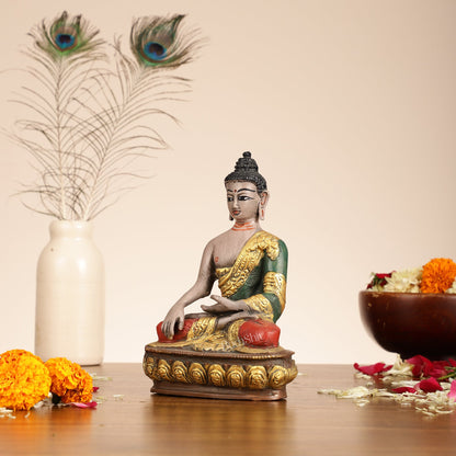 Handpainted Brass Superfine Buddha Statue - 8-inch - Budhshiv.com