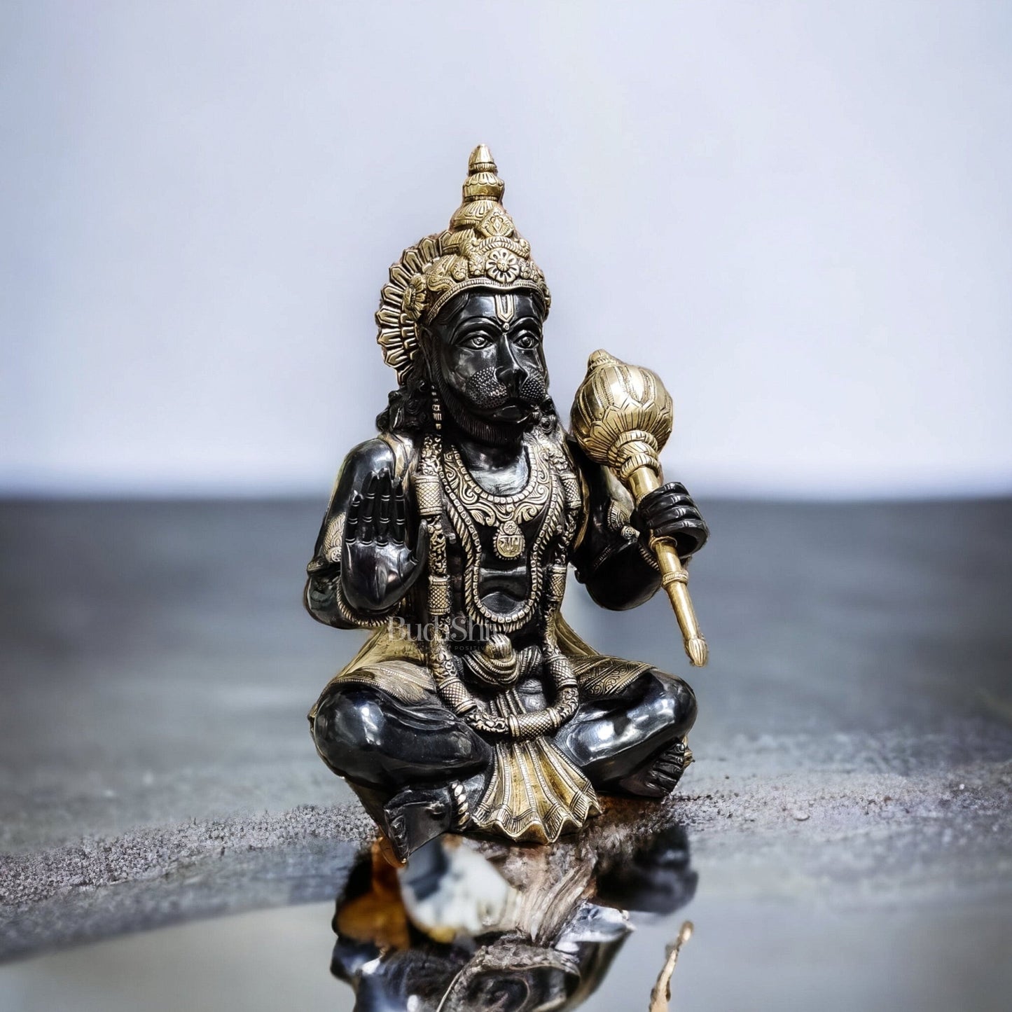 Hanuman Aashirwaad Brass Idol | Handcrafted in Superfine Brass | 17" Height - Budhshiv.com