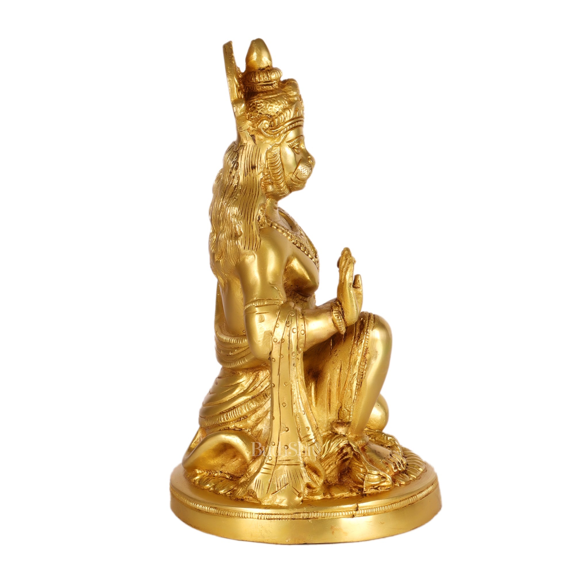 Buy Hanuman Idol In Pure Brass With Golden Finish 9 Inch – Budhshiv.com