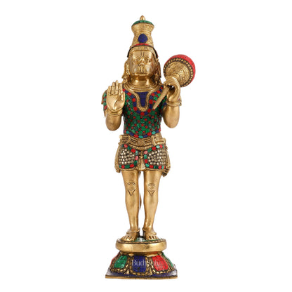 Hanuman Statue - 21.5" Brass Masterpiece with Aashirwaad Mudra - Budhshiv.com