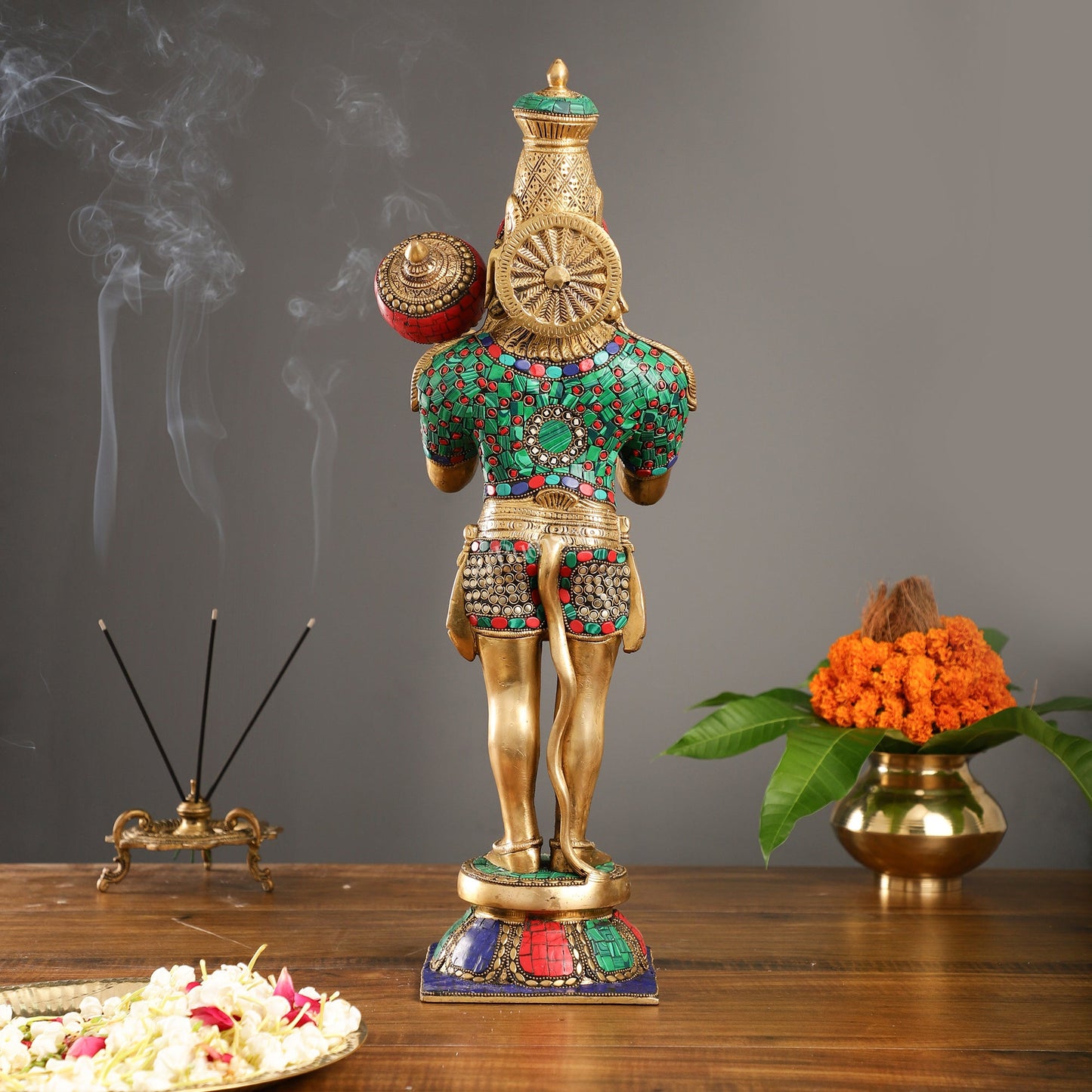 Hanuman Statue - 21.5" Brass Masterpiece with Aashirwaad Mudra - Budhshiv.com