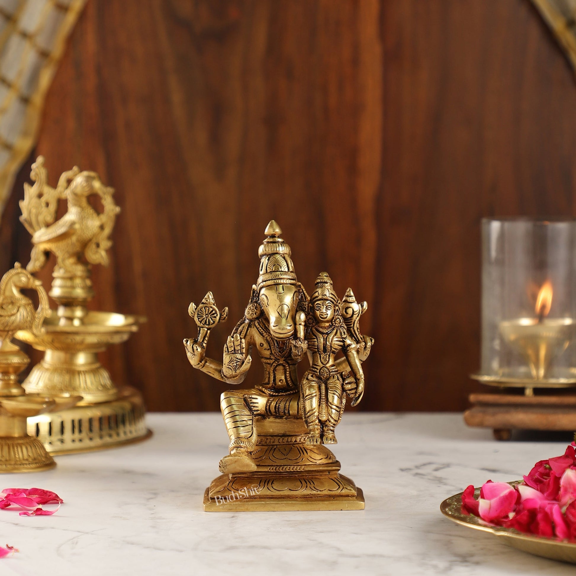 Igrivar Hayagriva Lakshmi Statue | Superfine Brass | 6 inch Height - Budhshiv.com