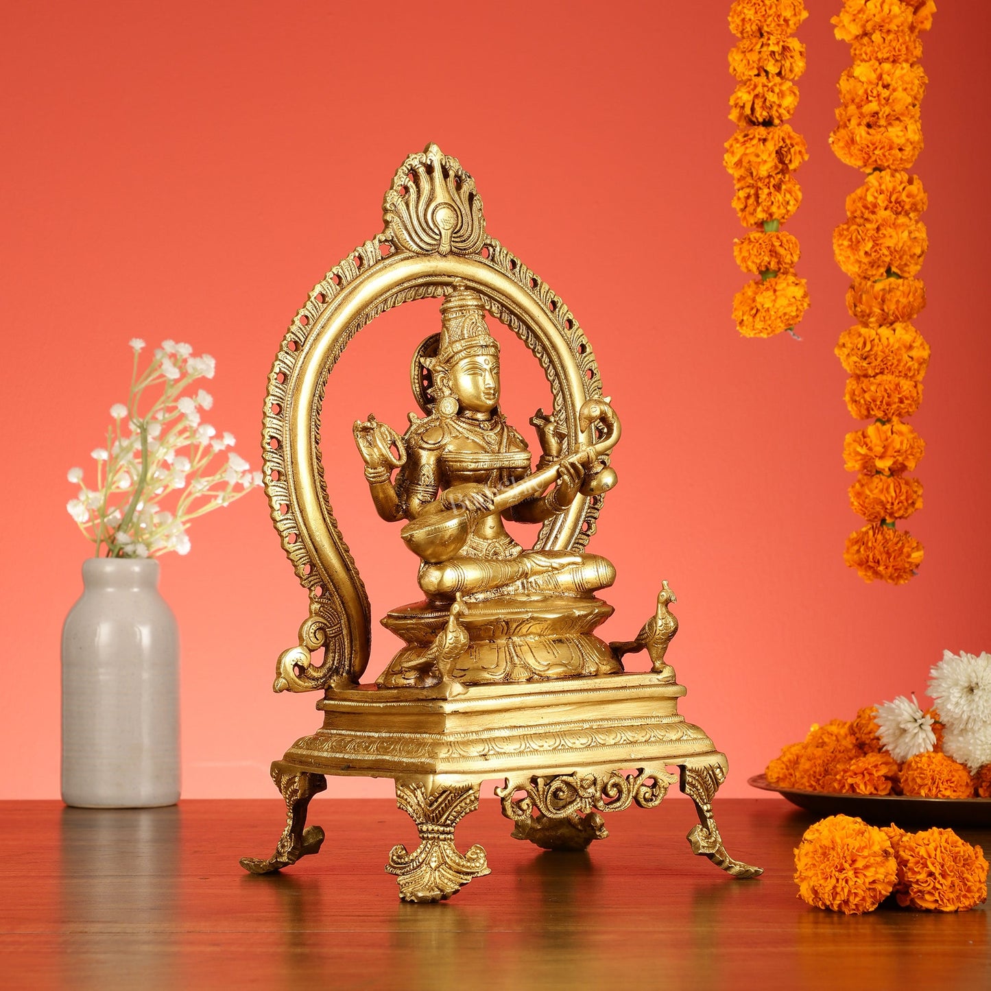 Inspiring Brass Saraswati Idol 15 inch - Budhshiv.com