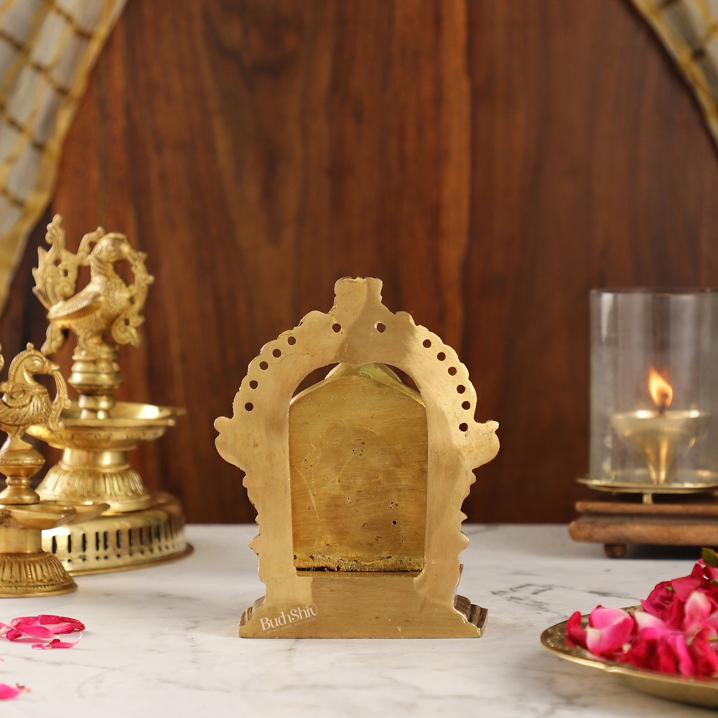 Intricate Brass Superfine Ravalnath Idol with Arch | 6" Height | Spiritual Splendor - Budhshiv.com