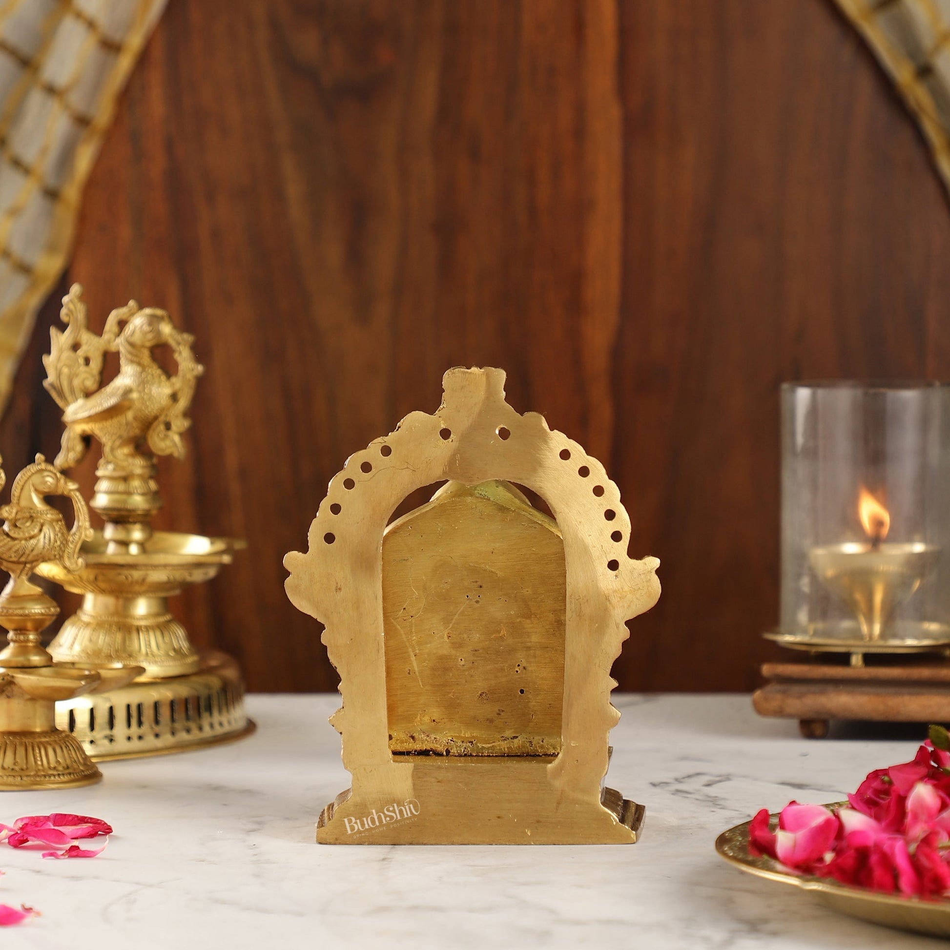 Intricate Brass Superfine Ravalnath Idol with Arch | 6" Height | Spiritual Splendor - Budhshiv.com