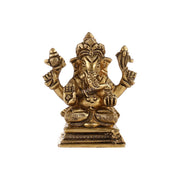 Intricately Crafted Brass Ganesha Idol | Height 3.5 inches | - Budhshiv.com