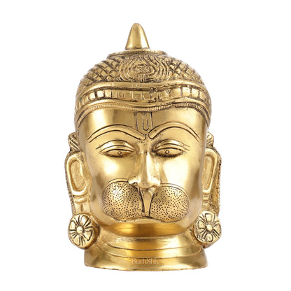 Intricately Handcrafted Brass Lord Hanuman Bust | 7.5" - Budhshiv.com