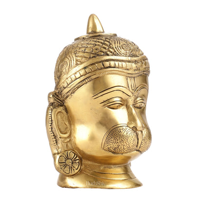 Intricately Handcrafted Brass Lord Hanuman Bust | 7.5" - Budhshiv.com