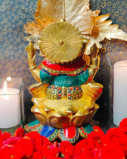 Kamalasana Ganesha brass idol 11 inch - Budhshiv.com