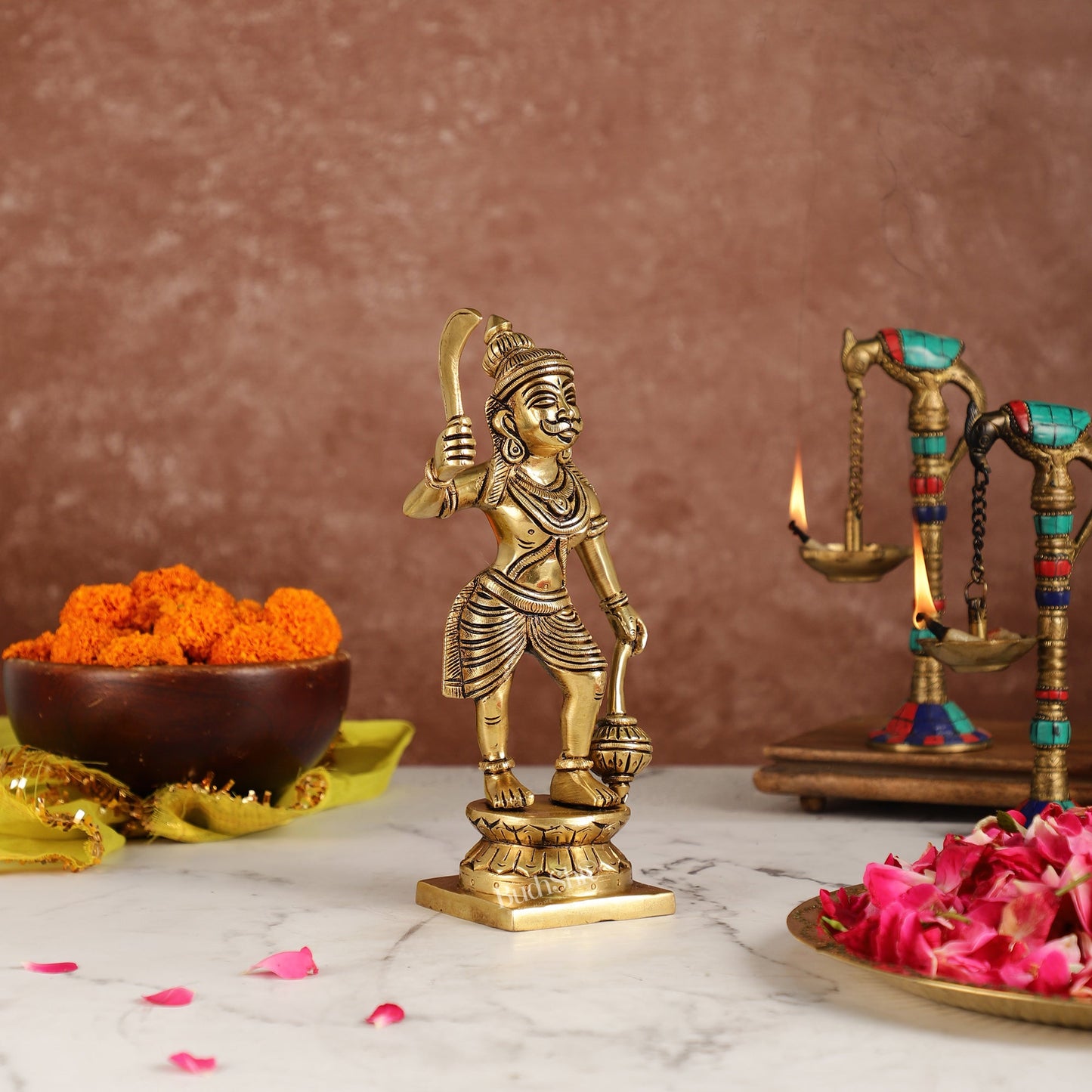 Karuppasamy Brass Superfine Statue 9" - Budhshiv.com