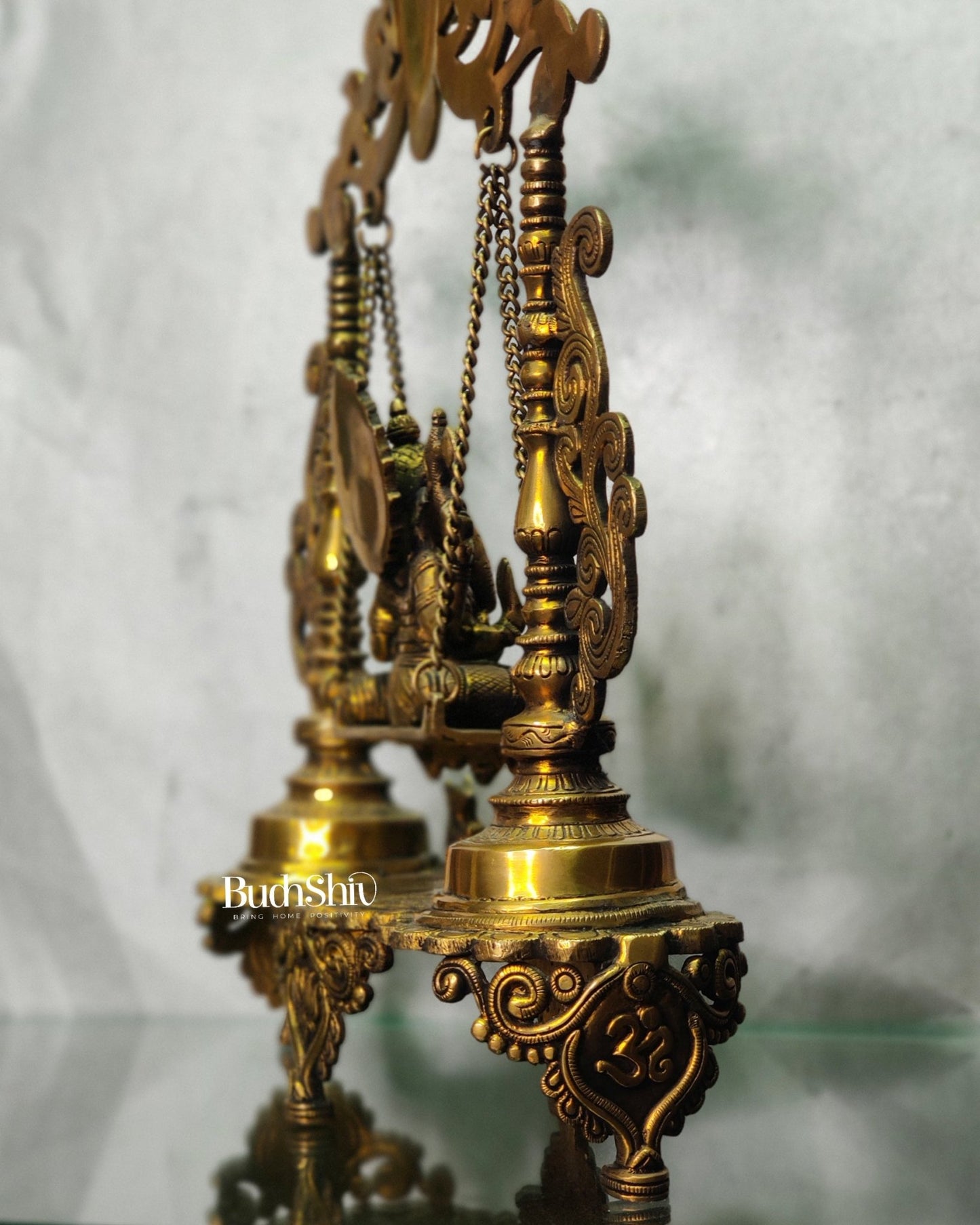 Kirtimukha Ganesha on an engraved Swing Made of brass - Budhshiv.com