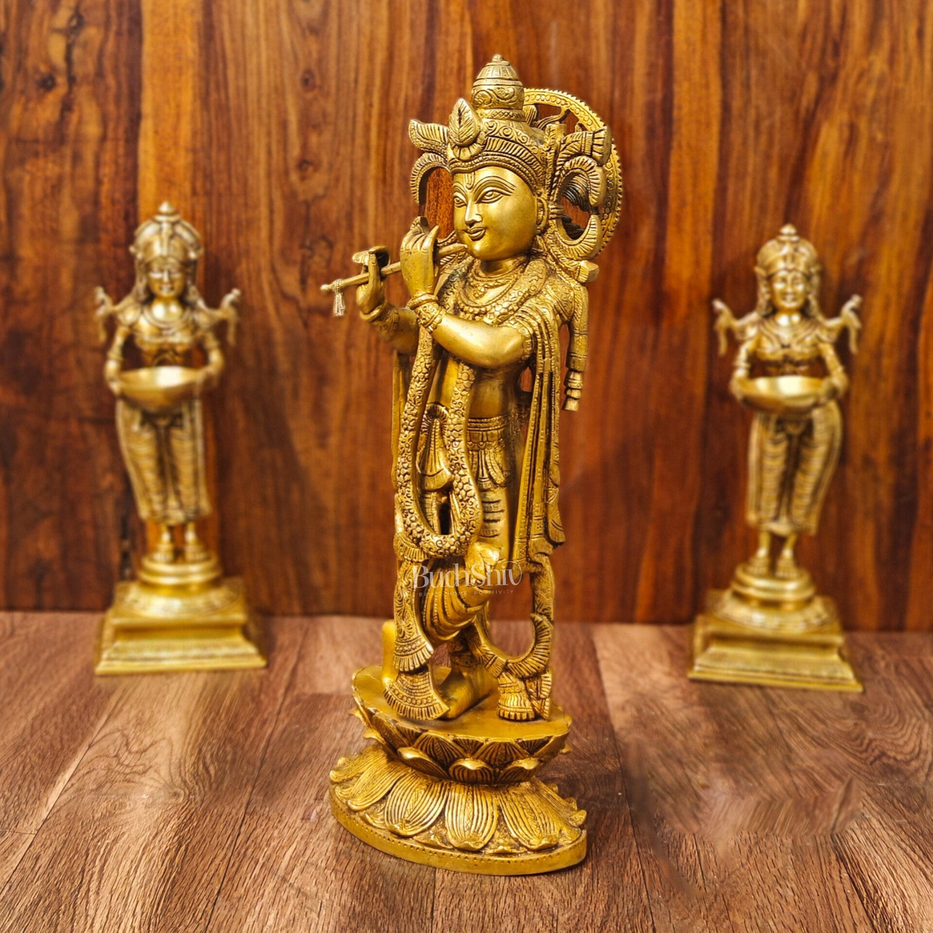 Krishna Handcrafted in Superfine Brass statue 20" - Budhshiv.com