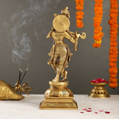 Krishna Superfine Brass Idol 15" - Budhshiv.com