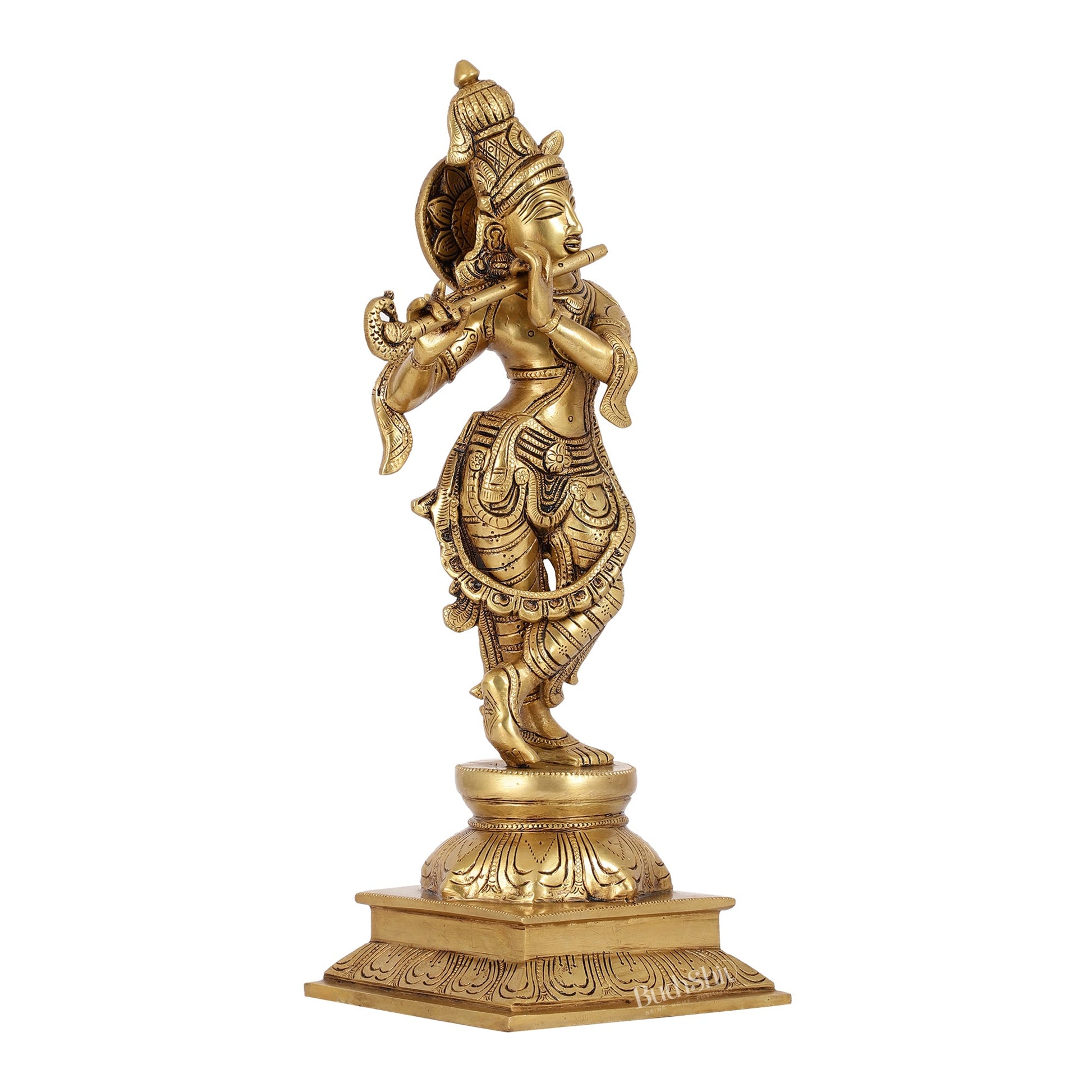 Krishna Superfine Brass Idol 15" - Budhshiv.com