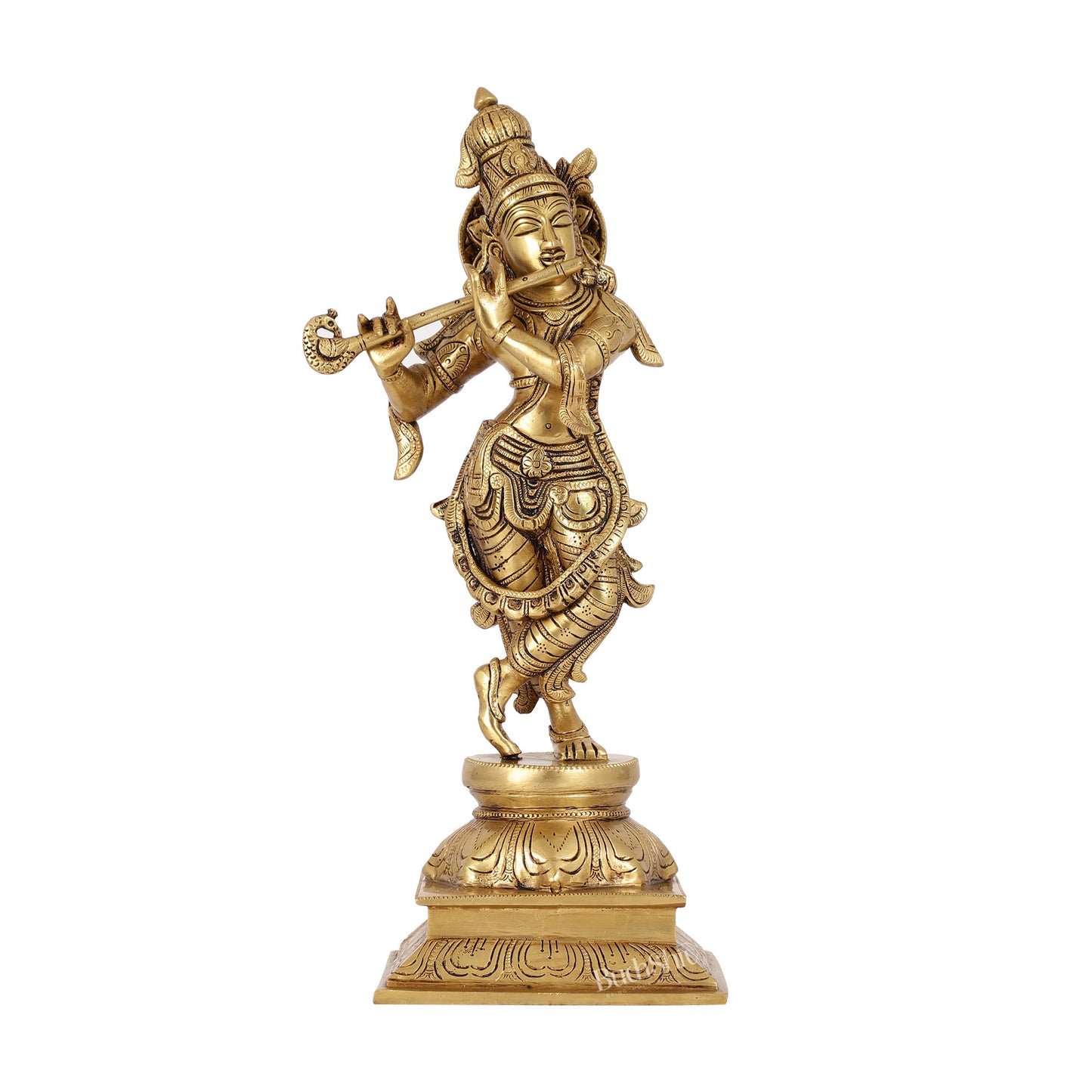 Krishna Superfine Brass Idol 15" - Budhshiv.com