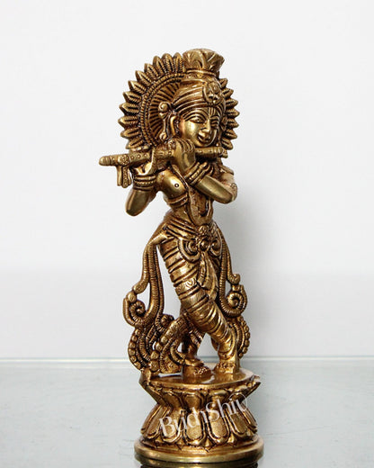 Krishna superfine brass idol 9 inch - Budhshiv.com