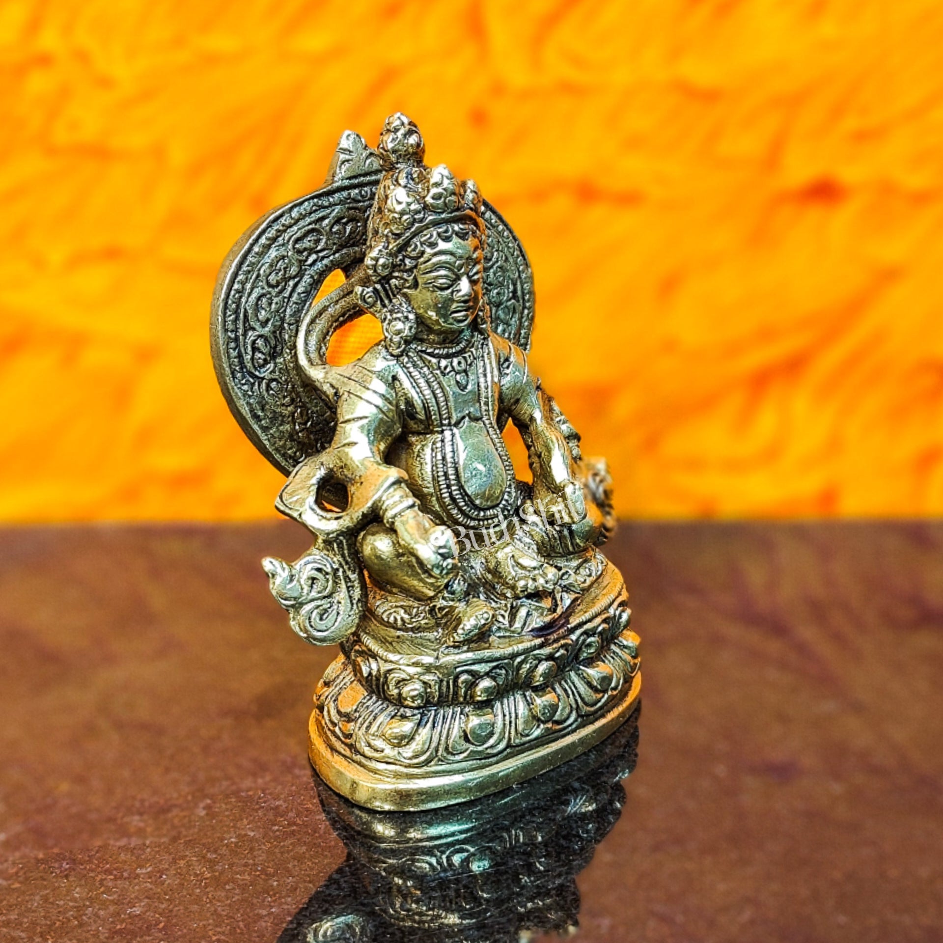 Kubera Brass Idol, 3.5" Height, Handcrafted - Budhshiv.com