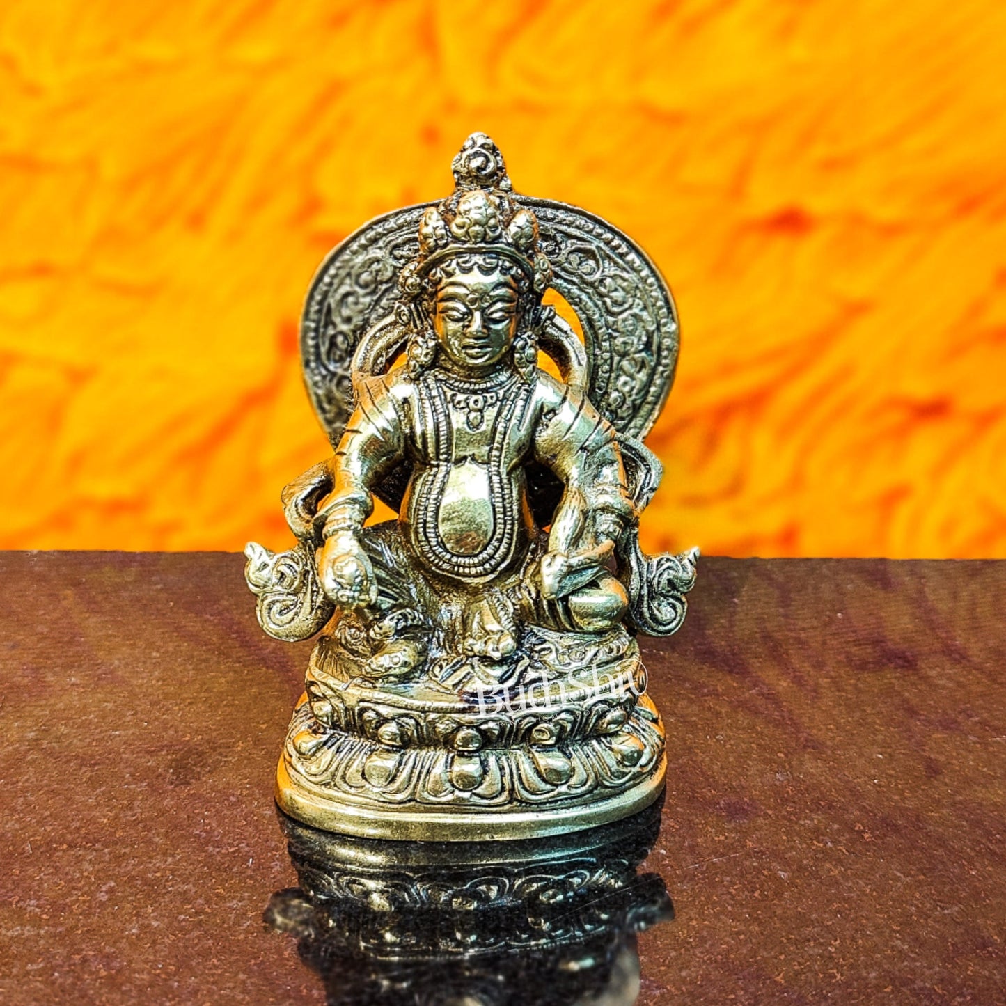 Kubera Brass Idol, 3.5" Height, Handcrafted - Budhshiv.com