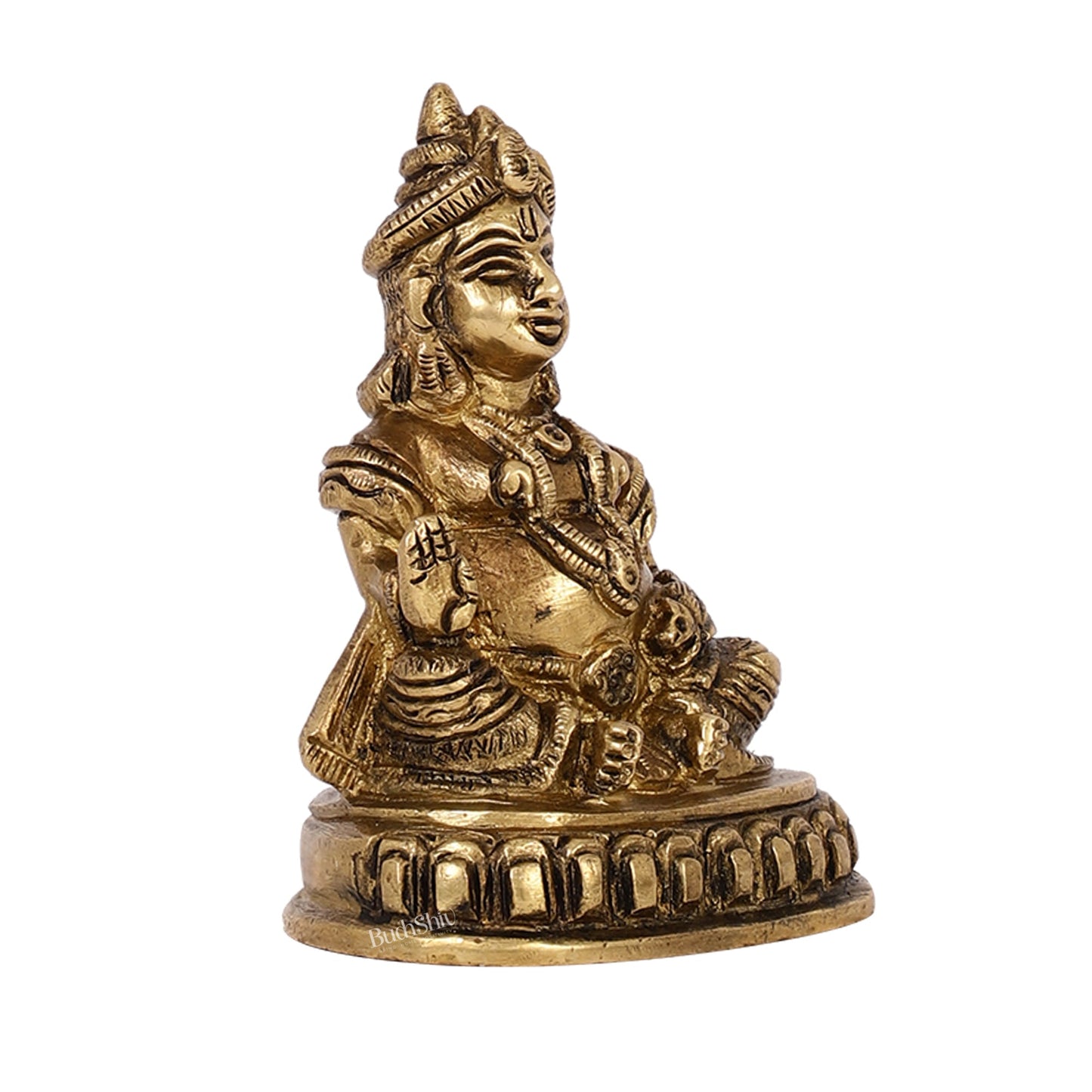 Kubera Brass Idol, 5.5" Height, Handcrafted - Budhshiv.com