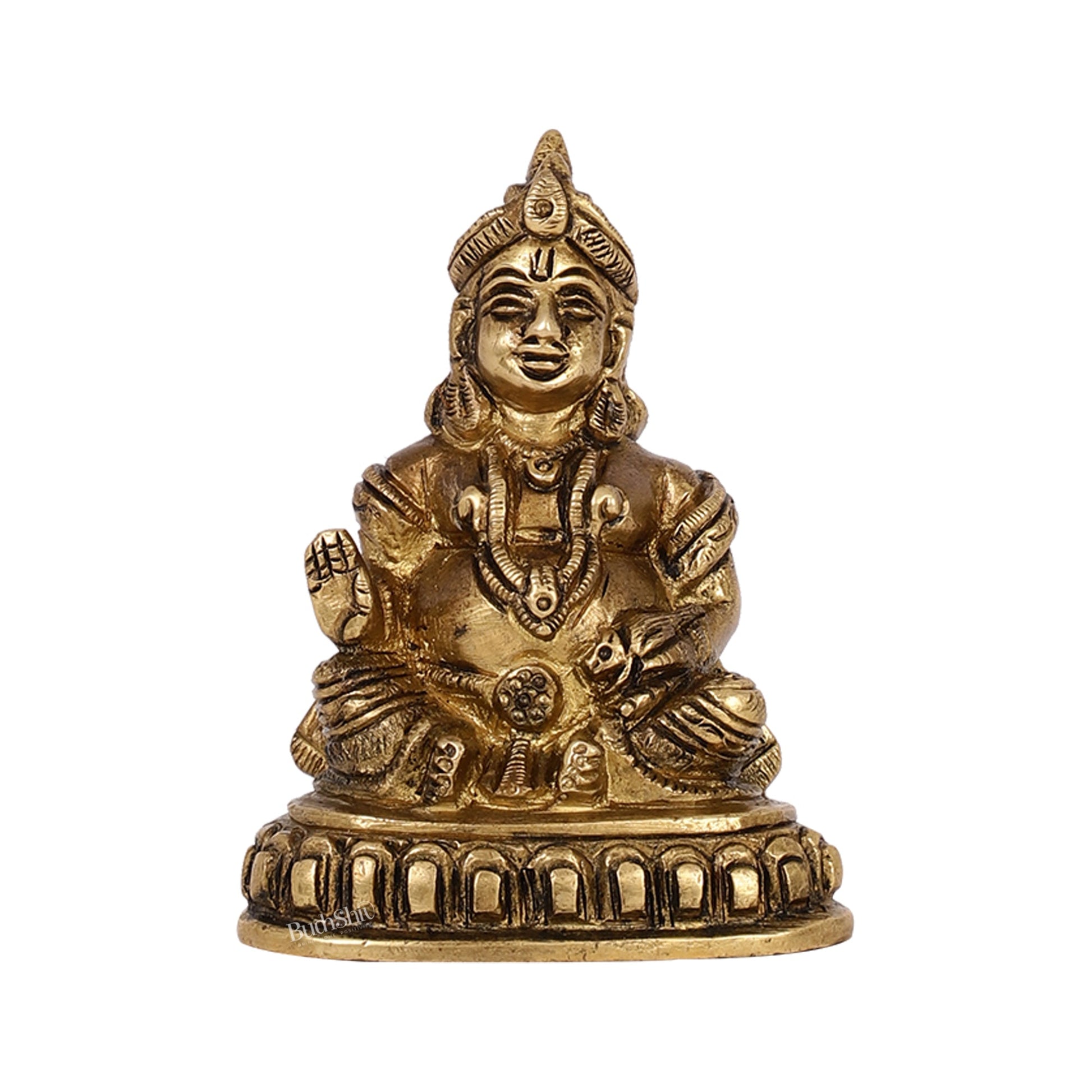 Kubera Brass Idol, 5.5" Height, Handcrafted - Budhshiv.com