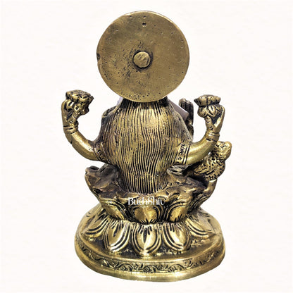 Lakshmi brass idol with charcoal finish | suitable for office desk/study table/ temple - Budhshiv.com