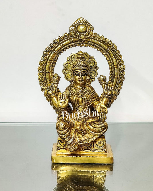 Lakshmi Brass idol with Prabhavali 8.5 " - Budhshiv.com